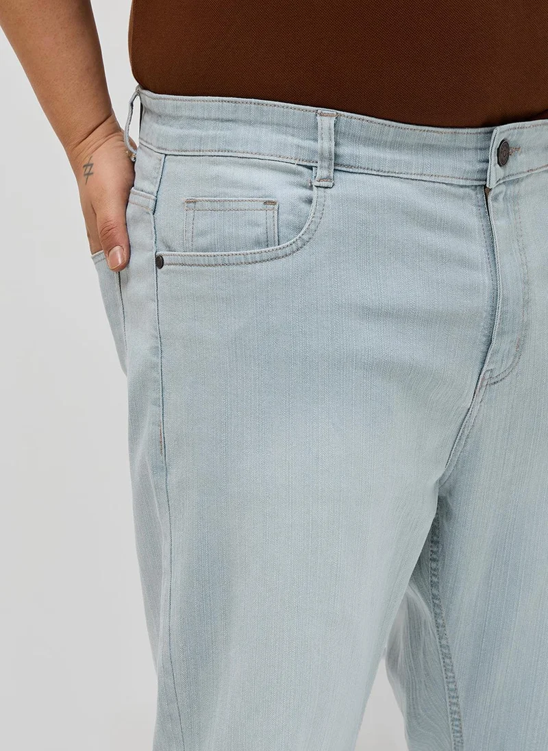 Urbano Fashion  Urbano Plus Men's Ice Grey Straight Fit Washed Denim Jeans Stretchable for Men | Best Price UAE